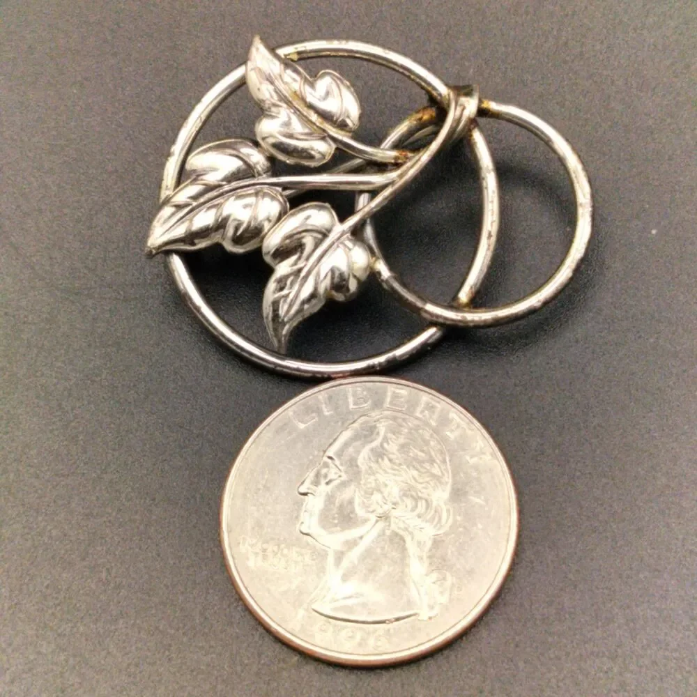 Vintage Sterling Silver Leaf Botanical Brooch Pin - Nature Inspired Jewelry